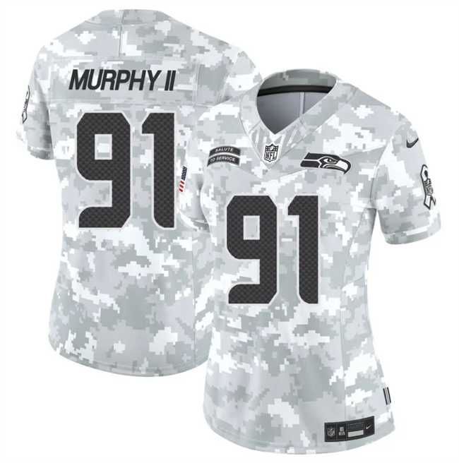 Womens Seattle Seahawks #91 Byron Murphy II 2024 F.U.S.E Arctic Camo Salute To Service Limited Stitched Jersey Dzhi